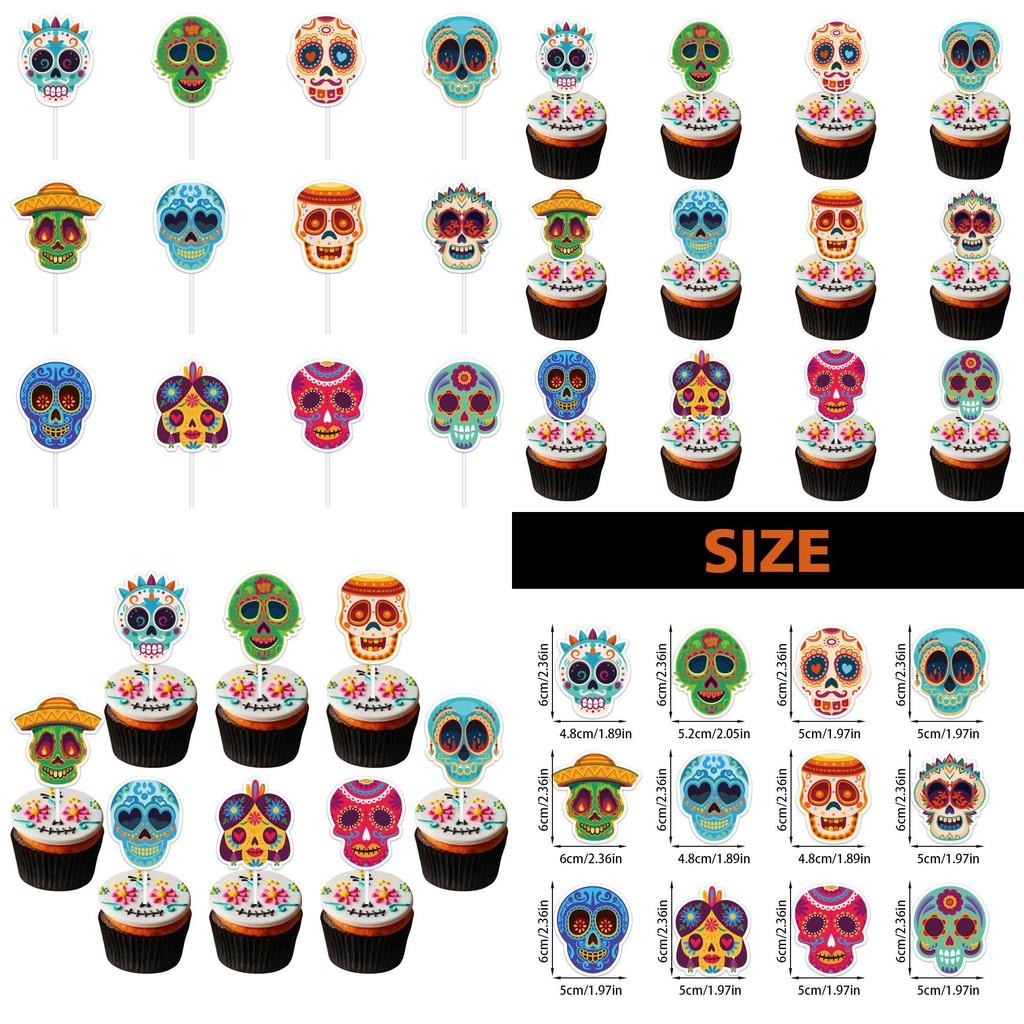 Halloween Skull Cake Topper Paper Party Decoration For Spooky Celebrations