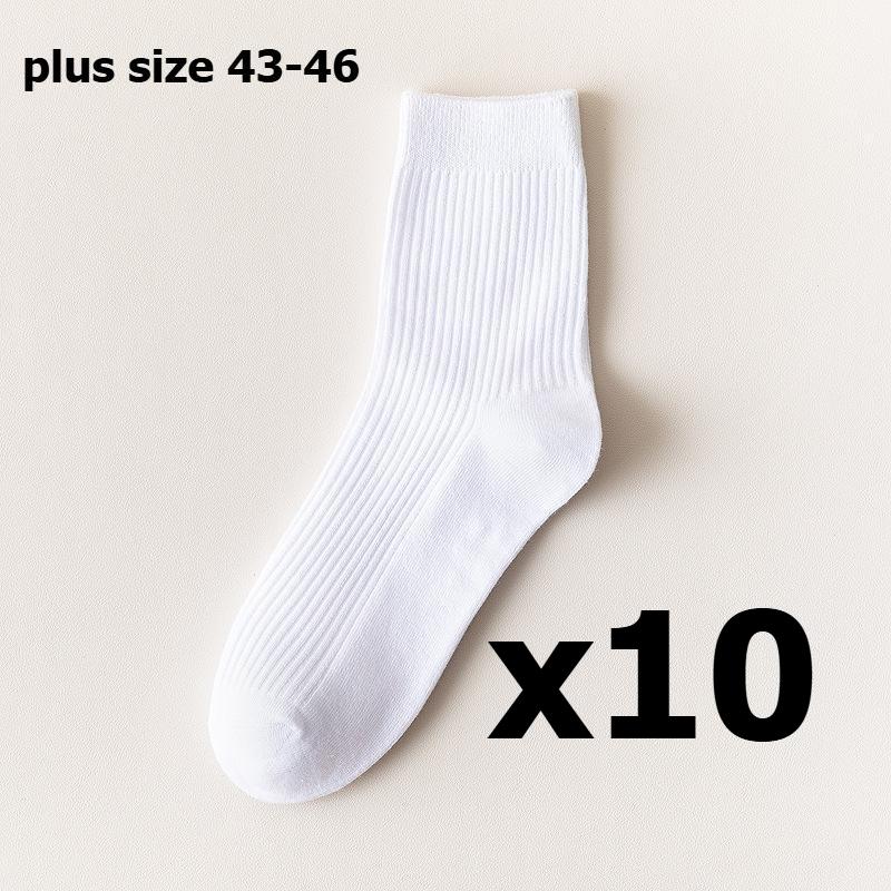 

5/10 пар мужских хлопковых носков в вертикальную полоску, дышащие носки до середины голени, деловые спортивные носки plus size белый