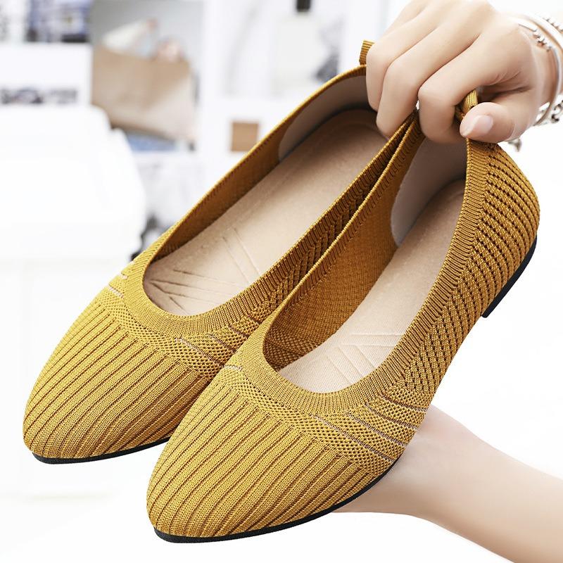 Women's summer shoes, shallow-mouth flat casual shoes, French style soft sole non-fatiguing single shoes.