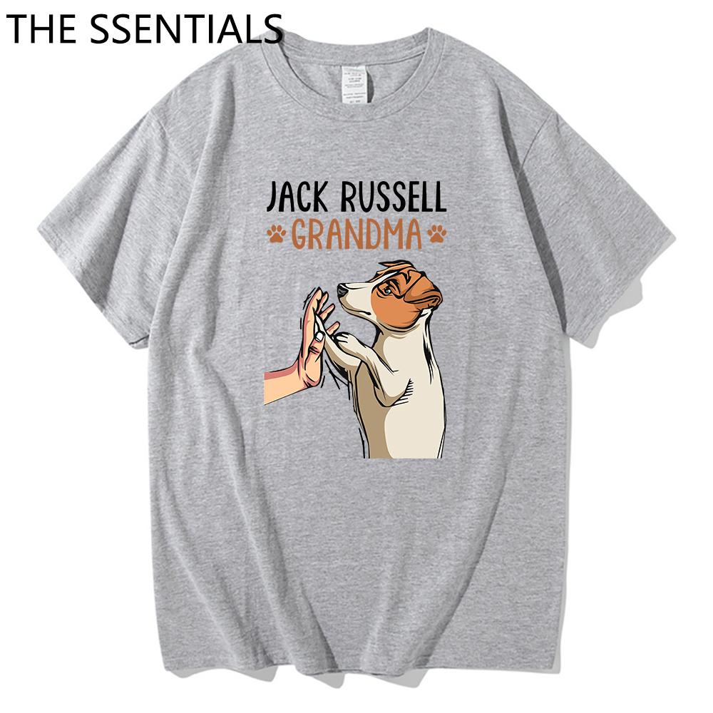 Jack Russell Terrier Mama T-Shirt Unisex Harajuku Lustige süße Hund Oma T-Shirts Unisex Cartoon Ästhetische Grafik Tägliche Baumwoll-T-Shirts