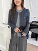 Round Neck Double-Layered Wool Cardigan for Women, 2024 Autumn/Winter Style, Knitted Cashmere Sweater Coat