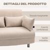Divano letto a 2 posti 3 in 1 Convertibile in Poltrona reclinabile e 4 Cuscini, 102x82x81 cm, Beige