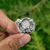 925 Silver Crown Chakra Natural Rainbow Moonstone Rough Solitaire Statement Ring