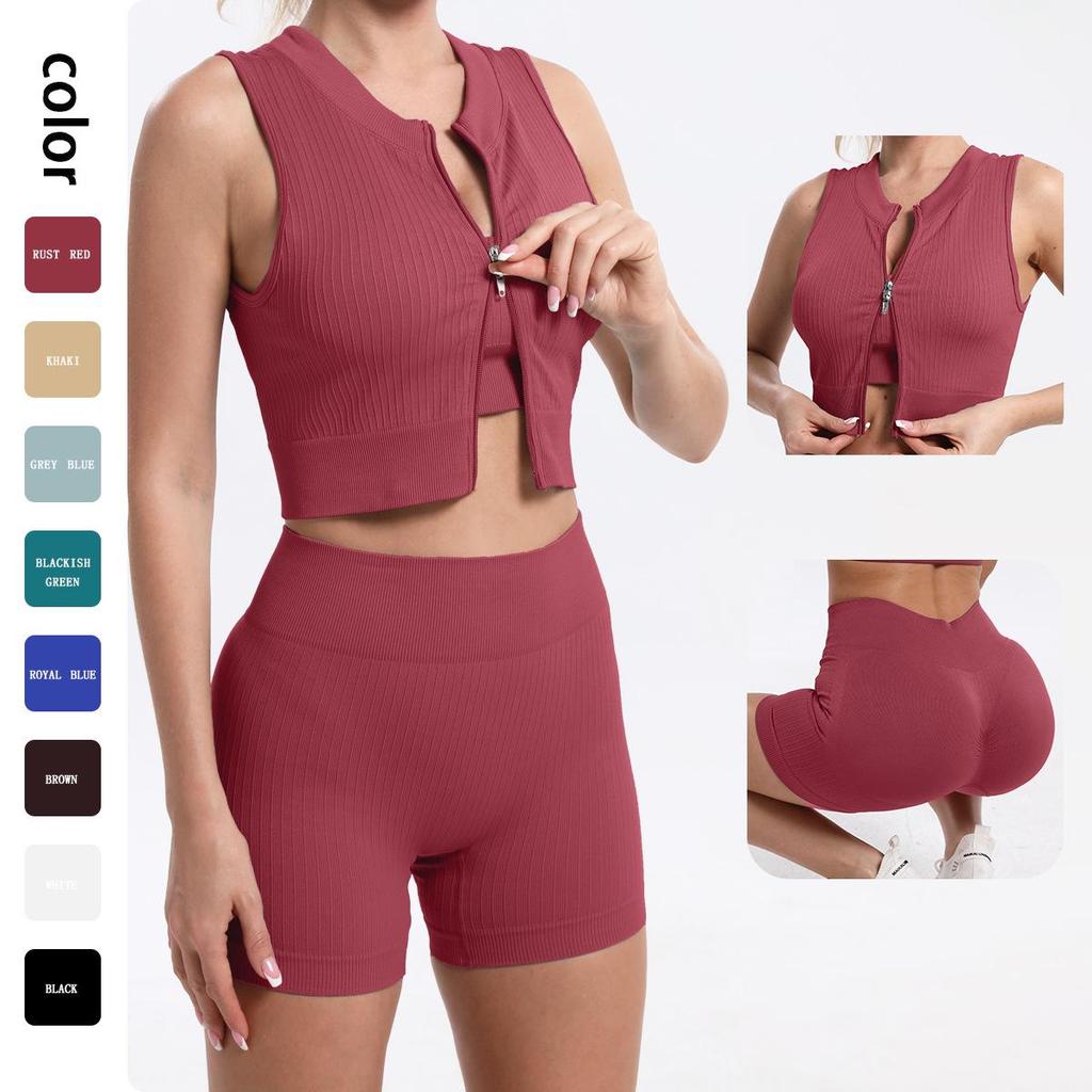 Autumn & Winter Women's Quick-Dry Yoga Set - Bra, Vest & Shorts