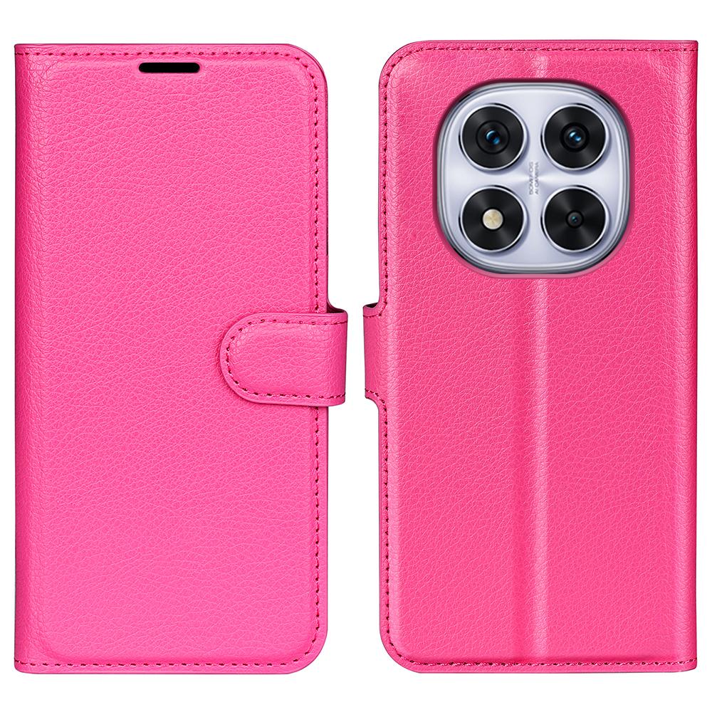 

Чохол для Xiaomi Redmi Note 14 Pro 5G/Poco X7 5G Шкіряний гаманець з текстурою лічі Протиударний чохол для телефону Rose