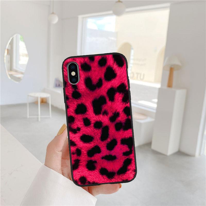PP51 Pink Leopard Soft Shell Phone Case for iPhone SE X XS XR 11 16E 17 Pro Max Air 8 7 6 6s Plus