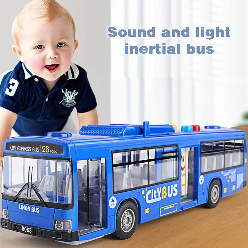 High Quality Simulation Bus Large Size Drop-resistant Light Music Inertia Bus Model Pull Back Car Educational Toys Gifts for daily use