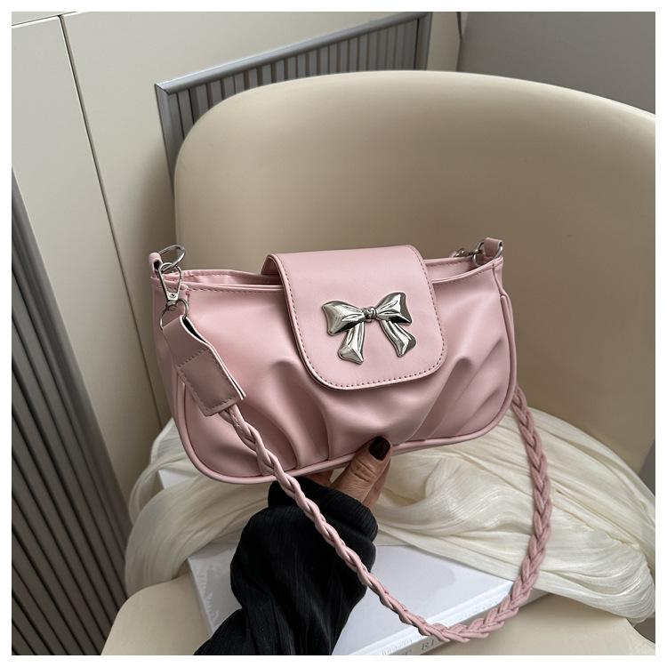 

Сумка з бантом, жіноча сумка 2024, нова модна корейська версія, сумка-ніша під пахвами, елітна сумка на ланцюжку рожевий