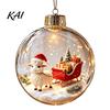 Decorative Hanging Balls Glowing Christmas Story Ornament, Light?Up Mini Holiday Scene Ball with Warm Living Room Ornaments LED Light, Clear Plastic