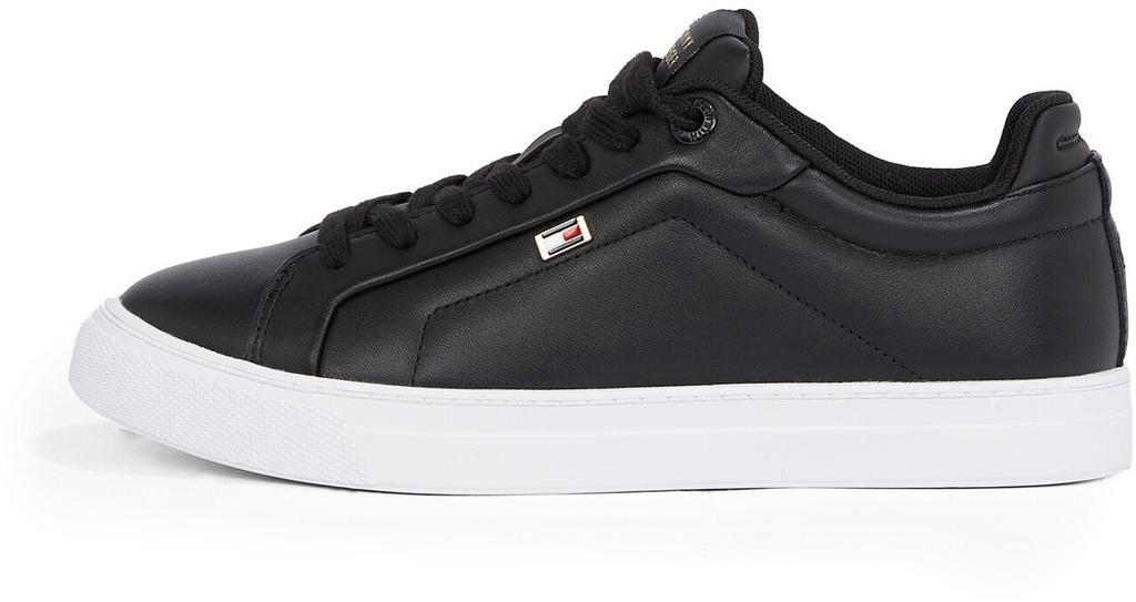 Tommy Hilfiger Court Sneaker Icon Flag Sneakers In Black Leather