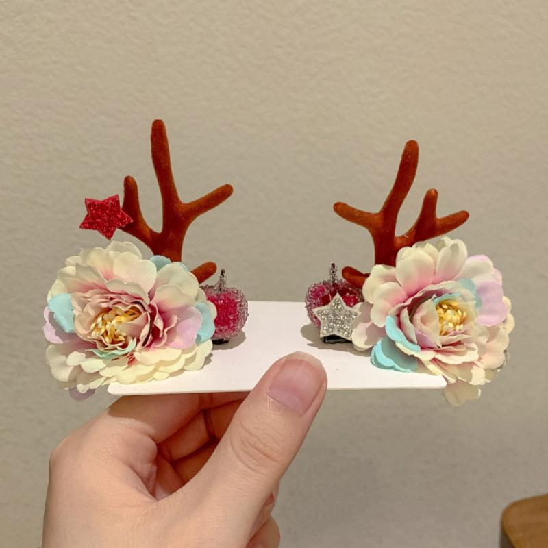 Pinza para el Pelo Colorida Orejas de Ciervo Navideñas Pinza para el Pelo Diadema Diadema de Moda para Niñas Tocado de Halloween Accesorios para el Cabello