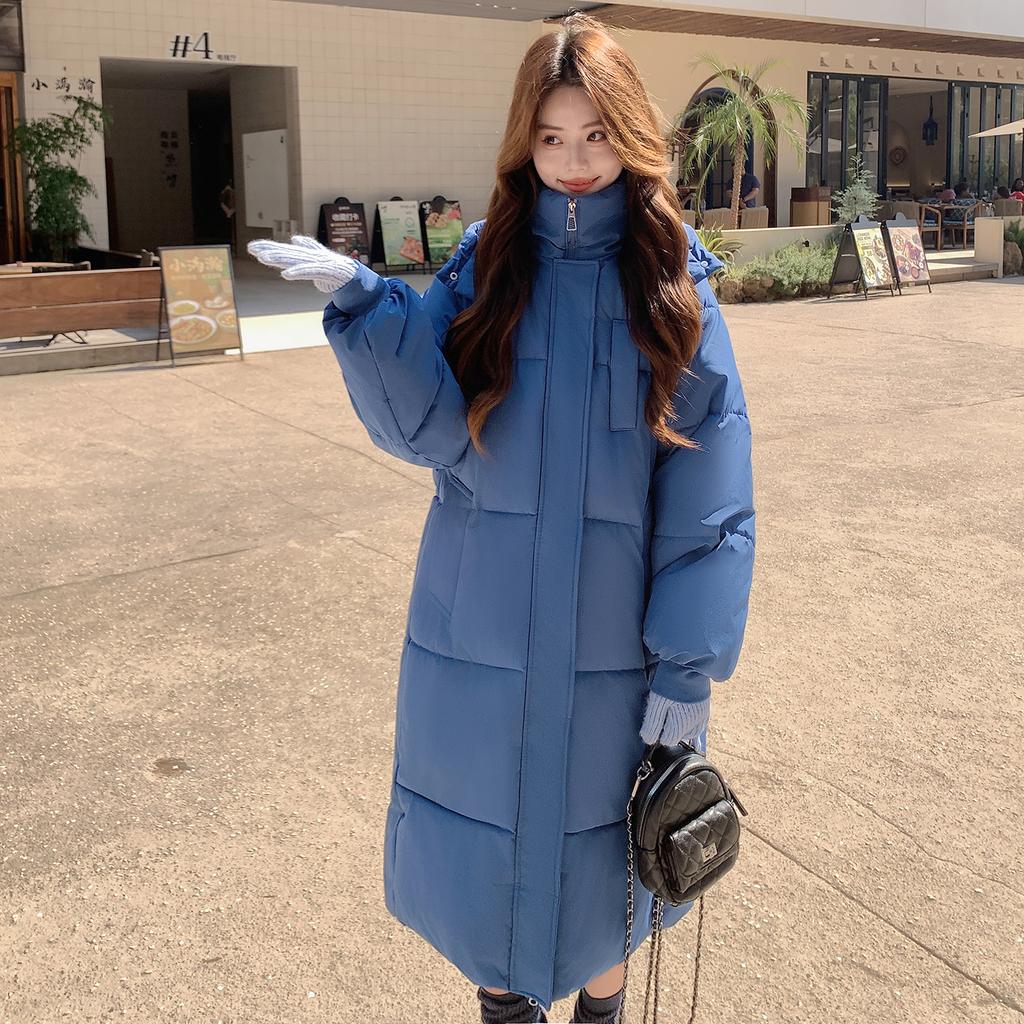 Popular long down cotton-padded clothes for women's autumn and winter new cotton-padded clothes loose and thickened hooded jacket