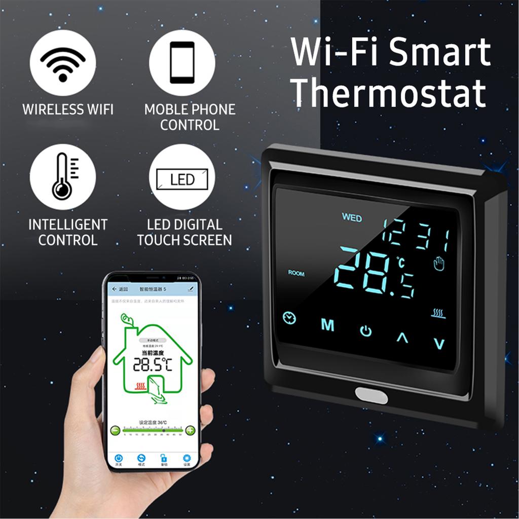Wi-Fi Smart Thermostat 16A Digital Temperature Controller APP Remote Control Weekly Circulation Programmable Electric Underfloor Hting with Large LED 
