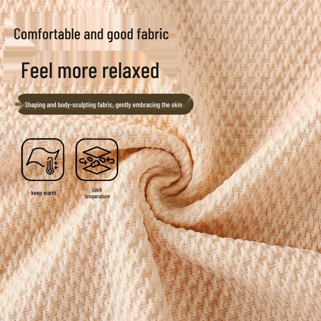 Women's Autumn/Winter Seamless Warm Abdomen-Control Sculpting Base Layer Set: Slim-Fit Top and Pants