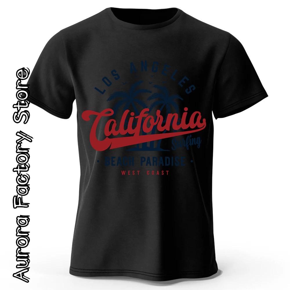 

Summer Men Cotton T-Shirt CALIFORNIA Printing Tops Tees Male Fashion Beach Camiseta Short Sleeve Clothing Harajuku Streetwear S