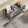 Sink Stainless Steel Shelf Desktop Cleaning Tool Storage Rack Sponge Dish Soap Draining Rack With Towel Bar Kitchen Organizer