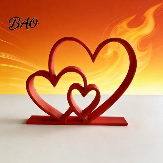 Romantic Desktop Decoration Double Heart Figurine, 3D Printed Love Decor for Valentine's to Connection Statue Day, Anniversary Gift Couples, Cute Home