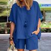 Loose Short Sleeve Two-Piece Set Spring Summer Fashion Elegant Cross-Border Short Pants Outfit Women's Skirt Ensemble
