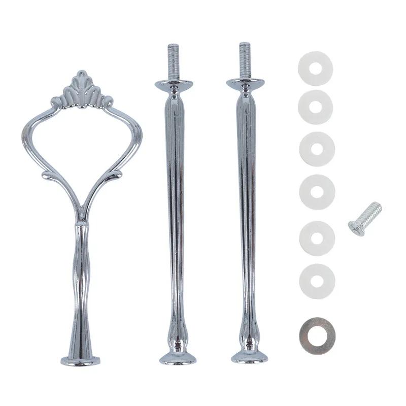 1/2/3 Tiers Zinc Alloy Crown Cake Stand Pillar Without Plate Desserts Fruits Cookie Rack Handle Wedding Party Accessories