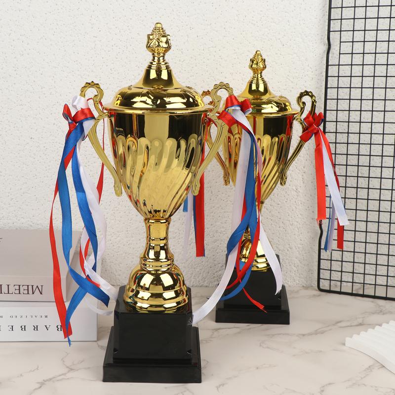 Metal Gold Trophy Cup Sports Award with Base Lid for School Sports Day Large Size Winner Souvenir
