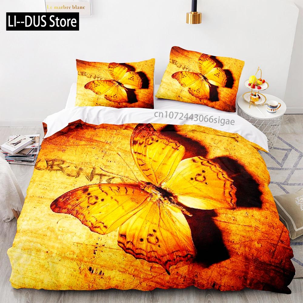 Butterfly Bedding Set Single Twin Full Queen King Size Mountain Elf Bed Set Aldult Kid Bedroom Duvetcover Sets 3D Anime 034