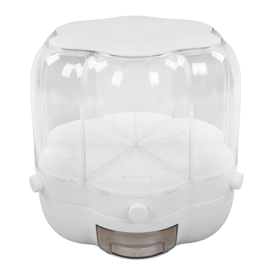 Rice Dispenser Box Container 6 Compartments Rotating Large Capacity for Home Kitchen White 6.5kg   14.33lb