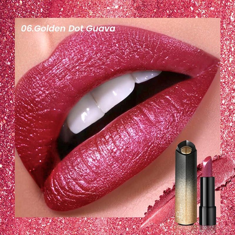 Diamond Pink Lipstick Shiny Pearl Sparkling Lip Gloss Makeup Pearlescent Red Sexy Metallic Glitter Lipstick Waterproof Cosmetics