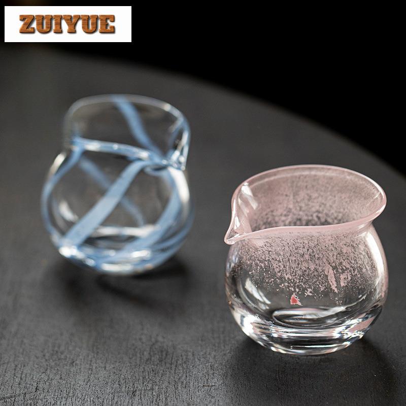 Handmade Blow Bubble Crystal Glass Tea Pitcher Japanese Fair Cup Cha Hai Justice Cup Dahongpao Fair Mug Teaset Supplies Craft
