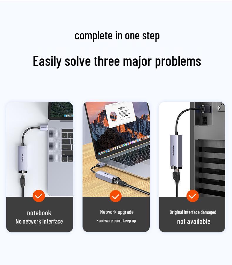 Plug-and-Play USB 3.0 to Gigabit Ethernet Adapter with RJ45 Port
