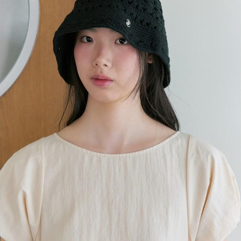 Kuho Plus Crochet Knit Bucket Hat Black (KE558BM015)