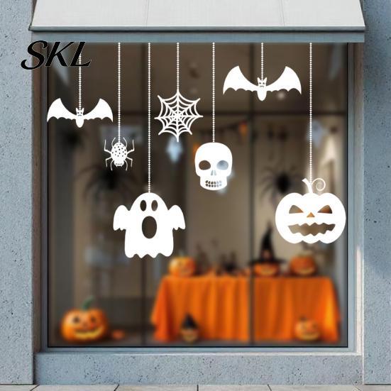 Halloween Window Cling Static Clings, Removable Ghost Pumpkin Bat Spider Web Stickers, No Residue Decor Self-Adhesive Glass Decor, Holiday Decals for