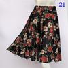 Floral Ice Silk Summer Midi Skirt with Elastic Waist for Middle-Aged & Elderly Women