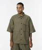 Codemorph Linen Texture Cotton Utility Short Sleeve Shirt Jacket Khaki