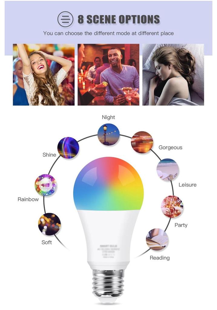 EWeLink Zigbee Smarte Glühbirne - Sprachgesteuert, Bunte WiFi-Birne Kompatibel mit Alexa & Google Home