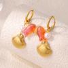 High-End Ocean Style Pearl Shell Hoop Earrings for Women - Elegant Stainless Steel Jewelry