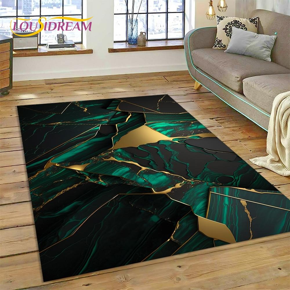 3D Luxurious Marble Colorful Gold Color Carpet Rug for Home Living Room Bedroom Sofa Doormat Decor,Area Rug Non-slip Floor Mat