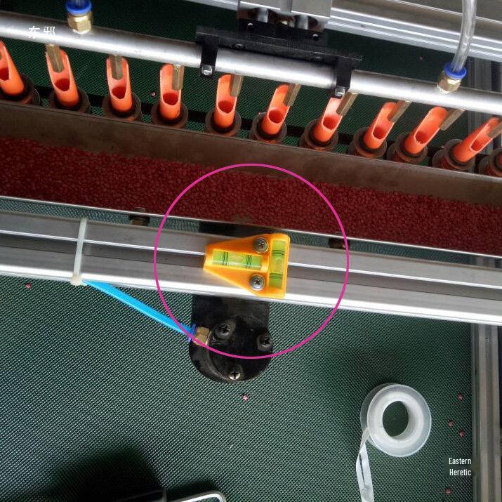 T-Shaped Red-Orange Plastic Bubble Level with Hole Installation