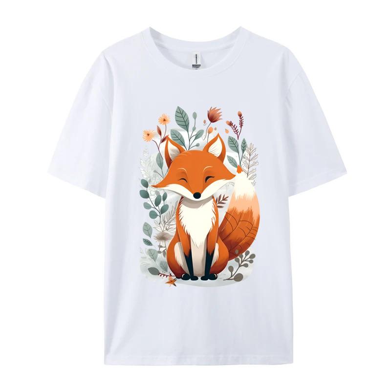 Fox Worship Cute Fox Leaves T Shirts April Fool Day Tops Shirts Short Sleeve For Unisex High Quality Premium Cotton Tshirts