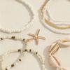 7 Pcs Stackable Starfish Pendant Bracelet Set with Mini Seed Beads - Handcrafted Beach Jewelry for Women