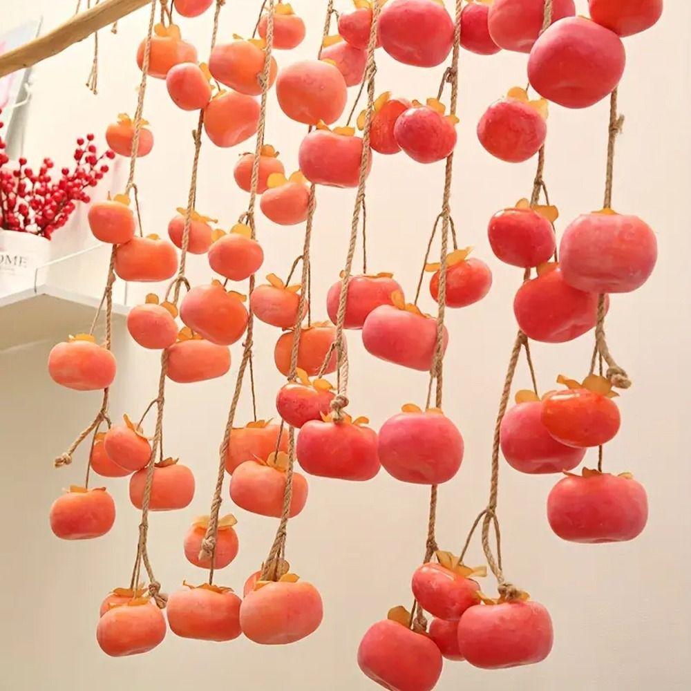 Orange Simulation Persimmon Fruit 8 Fruit Persimmon Pendant Artificial Persimmon  Restaurant