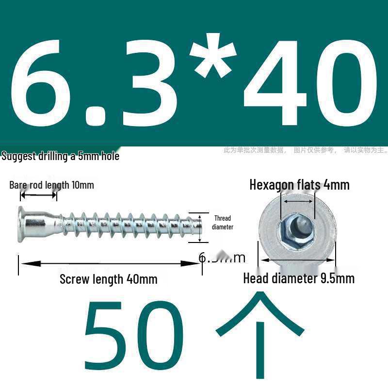 Hex Socket Phillips Countersunk Wood Screws for Furniture & Cabinet, Self-Tapping, M5/M6/M7