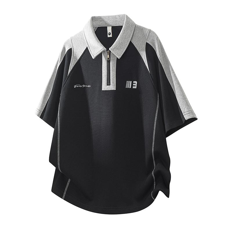 Tops Are Loose And Breathable Sports Large Size Men's Casual Half-zip Short-sleeved T-shirts