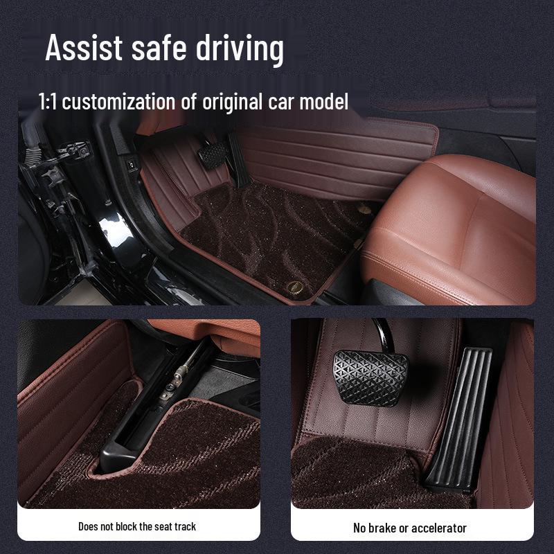 Genuine Leather Full Surround Car Floor Mats for 22 Volkswagen Models: Magotan, Tiguan L, Teramont X, and Passat