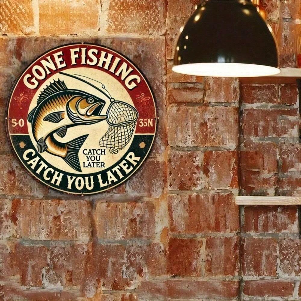 Vintage Tin Sign Retro Metal Plaque Fishing Man Cave Garage Wall Art