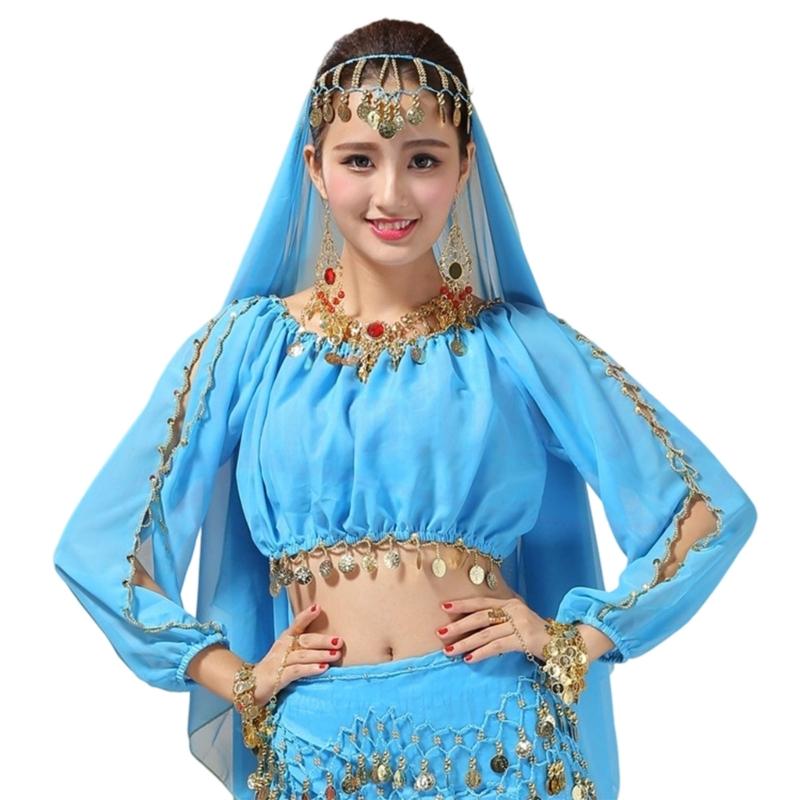 Women Belly Dance Costume Belly Dance Outfits Belly Dance Coins Tops Belly Dancing Crop Top for Halloween Party Stage
