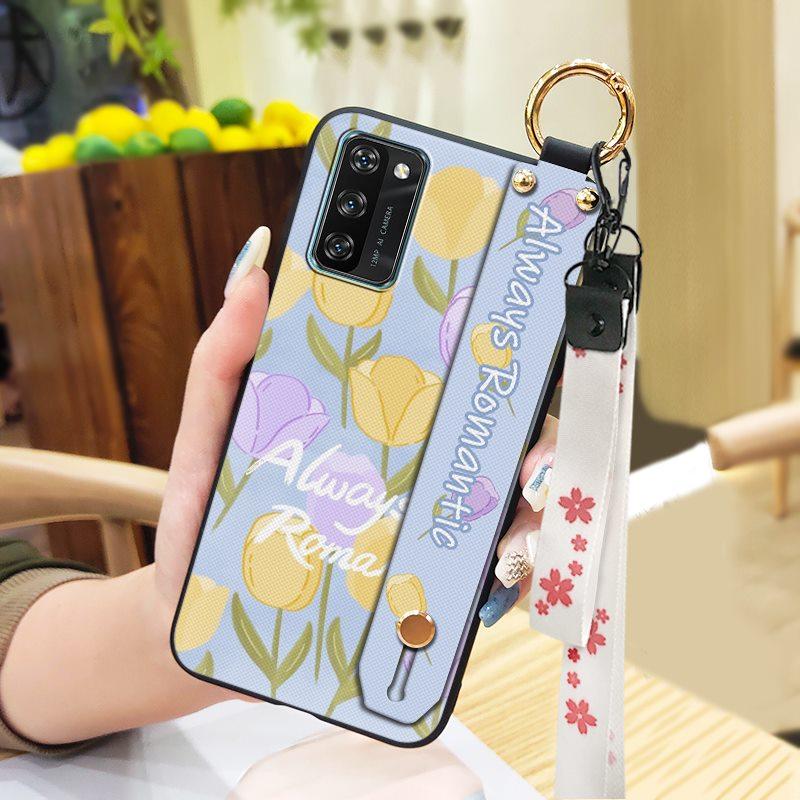 Anti-dust Soft case Phone Case For Blackview A100 Flower Back Cover Lanyard Protective Ring Oil Painting Waterproof