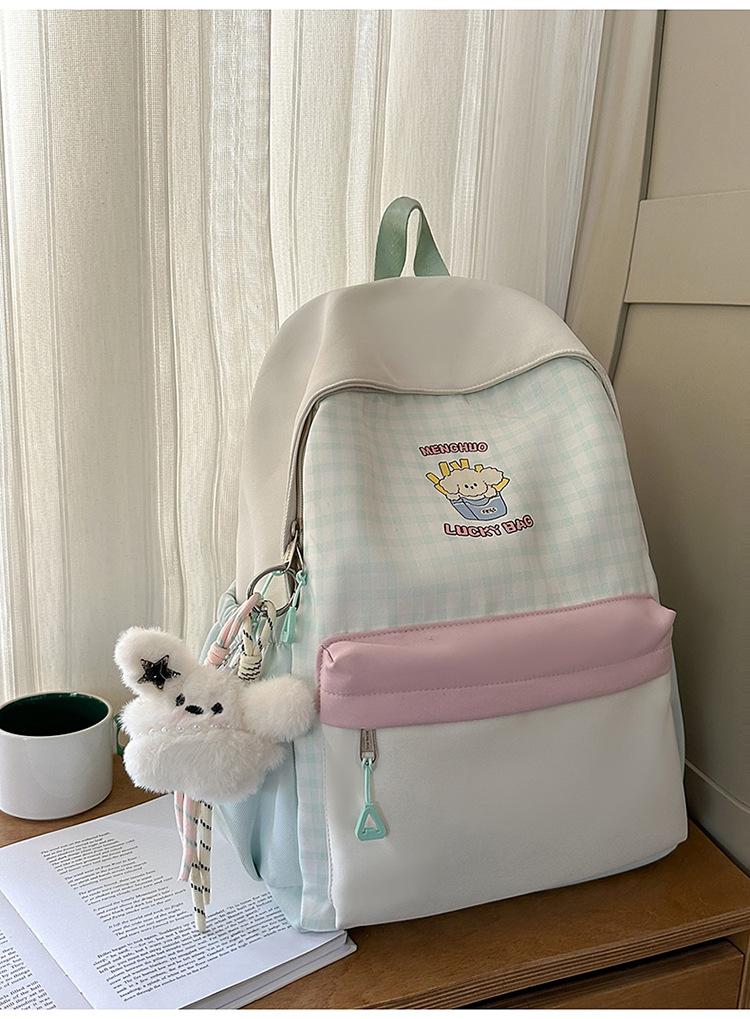 Schoolbag Foreign Soft Girl Girl Backpack Ins Japanese Cute Primary School Schoolbag Travel Plaid Cartoon Backpack