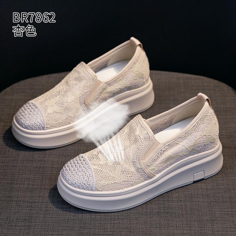 Thick-soled fisherman shoes summer new mesh breathable lace casual thin