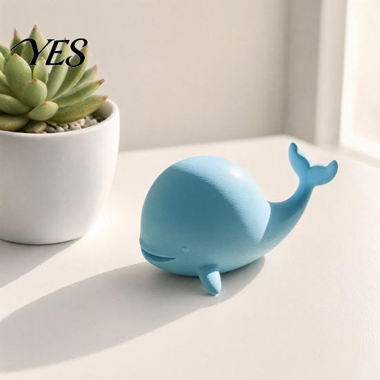 Cute Mini Whale Statue Figurine, 3D Printed Ornament Desktop Figurine Decoration, for Office Home Desk Tiny