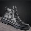 New Spring Luxury Minimalist Men Ankle Boots Fashionable Versatile High Top Shoes Zipper Retro Comfortable Men'S Boots
